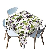 fruit pattern Tablecloth Square,berry theme,Waterproof/Spill Proof/Stain Resistant/Wrinkle Free/Oil Proof Table Cover,for Birthday Cake Table Holiday Banquet Decoration（purple green，40 x 40 Inch）