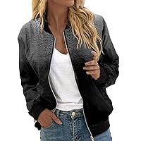 Womens Zipper Jackets Lightweight Trendy Casual Jacket Dressy Work Outerwear Long Sleeve Loose Fit Streetwear