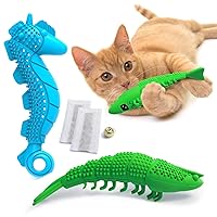 Seahorse and Shrimp Cat Shaped Catnip Toy - Durable Hard Rubber - Cat Dental Care, Cat Interactive Toothbrush Chew Toy
