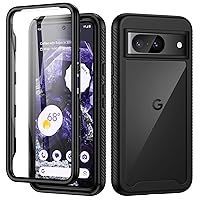 seacosmo Design for Google Pixel 8 Case, with Built-in Screen Protector, Military Grade Protection, Shockproof Clear Phone Case for Google Pixel 8, Black