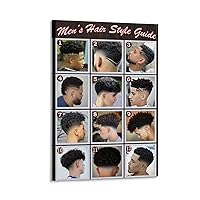 Barber Haircut Posters for Men,barber Hairstyle Guide Poster Barber Pictures for Wall Canvas Poster Wall Poster Art Canvas Printing Gift Office Bedroom Aesthetic Poster Frame-style 24x36inch(60x