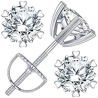 Crown Earrings for Women, Gifts for Wife Girlfriend, 0.6ct-2ct D Color (VVS1) Moissanite with Screw Back Stud Earrings, Anniversary Jewelry Present for Wife, Birthday Christmas Valentines Gifts
