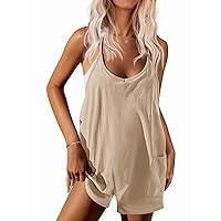 Ekouaer Womens Summer Casual Sleeveless Rompers Loose Spaghetti Strap Shorts Overalls Outfits 2024 Jumpsuits With Pockets