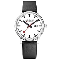 Mondaine - Evo2 MSE.40210.LB - Mens Watch 40mm - Official Swiss Railways Wrist Watch Date Black Leather Strap 30m Waterproof Sapphire Crystal - Mens Watches - Made in Switzerland