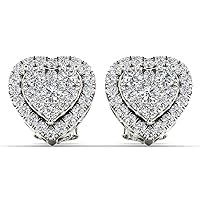IGI CERTIFIED 1/2ct TDW Diamond 14K White Gold Heart Shape Earrings (I-J, I2)