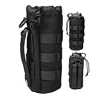 Tactical MOLLE Bottle Pouch Bag, Travel/Sprots Molle Water Bottle Holder with Drawstring Open Top and Mesh Bottom