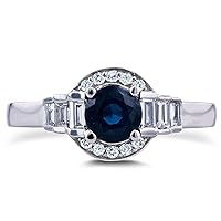 Kobelli Sapphire and Diamond Semi-Halo Ring 7/8 CTW in 14k White Gold