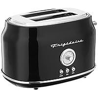 Frigidaire ETO102-BLACK, 2 Slice Toaster, Retro Style, Wide Slot for Bread, English Muffins, Croissants, and Bagels, 5 Adjustable Toast Settings, Cancel and Defrost, 900w, Black