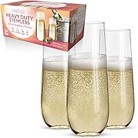 24 Plastic Champagne Flutes (Heavy Duty), Clear Plastic Champagne Glasses Disposable for Parties, Plastic Toasting Glasses, Plastic Mimosa Glasses Disposable, New Years Eve Party Supplies 2024