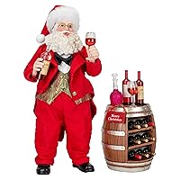 10.5-Inch Fabriché Wine Tasting Santa, 2 Piece Set