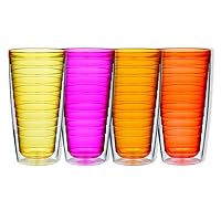 Insulated Plastic Tumblers, 24-Ounce, Set of 4, Sunset Collection