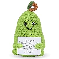 Mini Funny Happy Pear, Cute Positive Crochet Pear, Knitted Wool Doll, Handmade Emotional Support Crochet Gifts for New Year Gift Birthday Gifts Party Decoration Encouragement