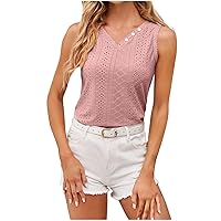 Eyelet Tank Tops for Women 2024 Fashion Sleeveless Tee Shirts Dressy Casual Cute V Neck Vest Top Summer Tanks