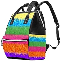 Rainbow Color Gradient Stripes Diaper Bag Backpack Baby Nappy Changing Bags Multi Function Large Capacity Travel Bag