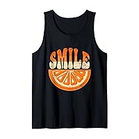 Smile Orange Slice Vintage Shirts Funny Orange Fruit Lover Tank Top