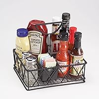 Get 4-931832 Black Metal Five Compartment Condiment Caddy Iron Powder Coated Table Caddies Collection, 9
