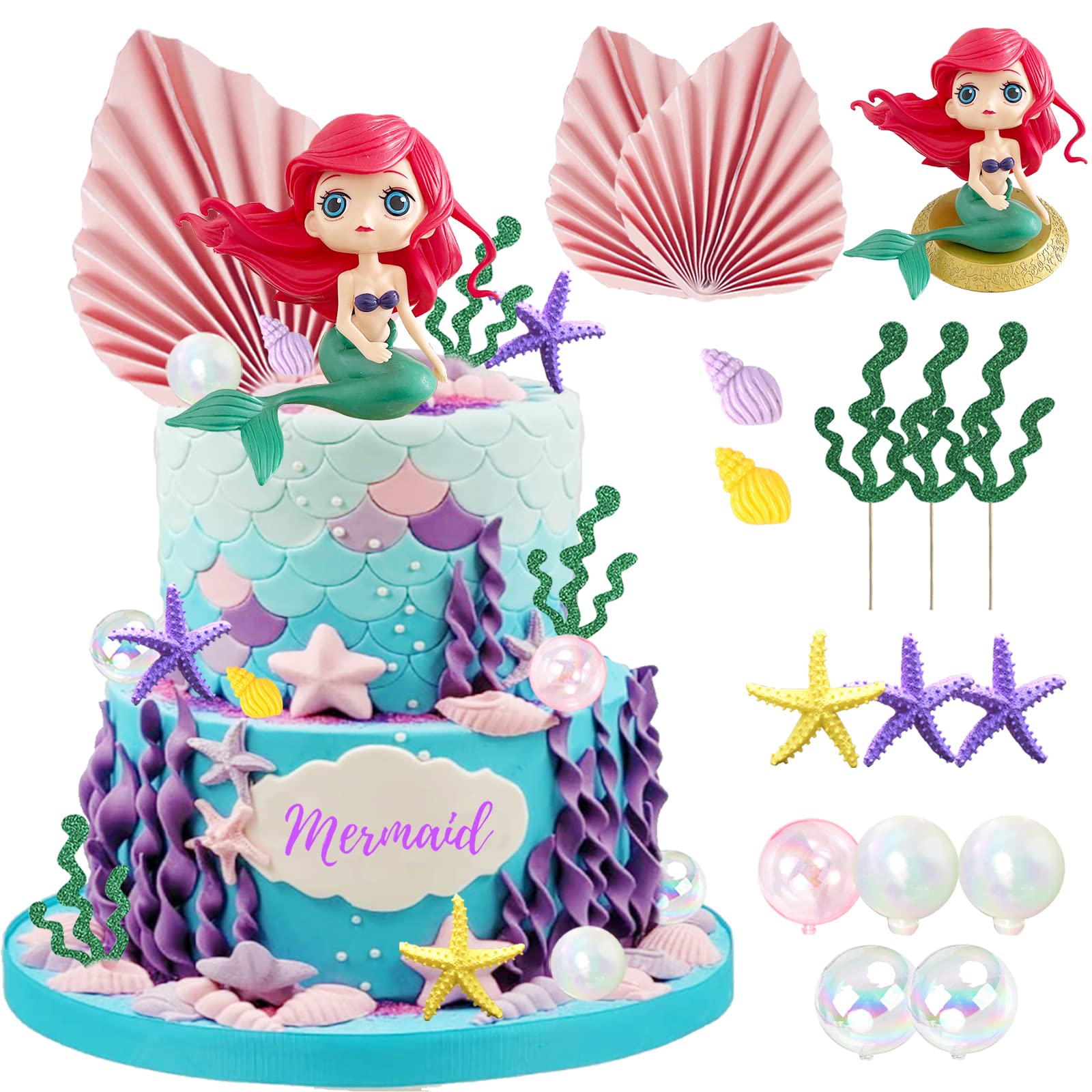 Mua 16 PCS Mermaid Cake Toppers for Mermaid Under the Sea Themed ...