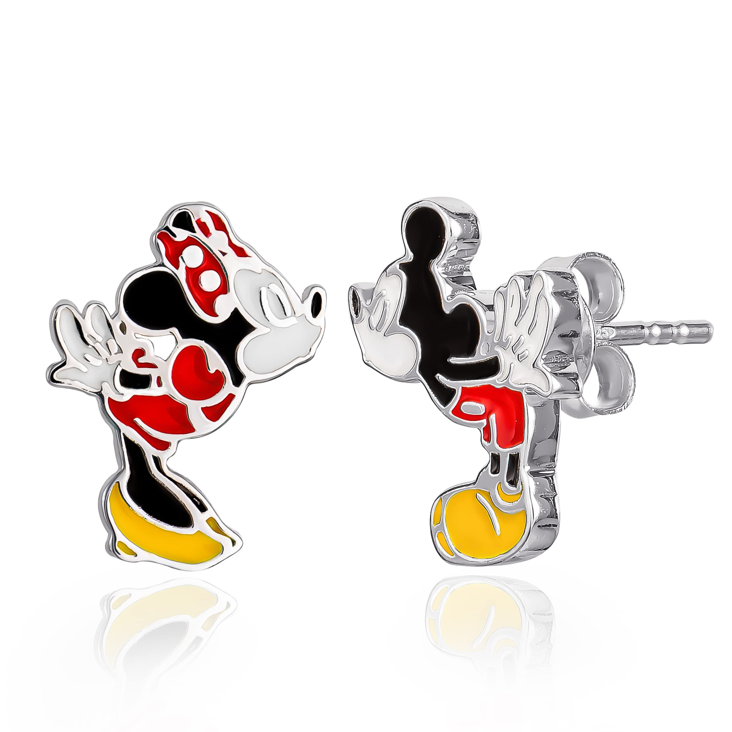 Disney Mismatched Stud Earrings - Mickey Mouse and Minnie Mouse Sterling Silver