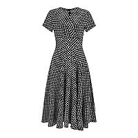 Dresses for Women Polka Dot Print Keyhole Neck Dress (Color : Black, Size : Small)