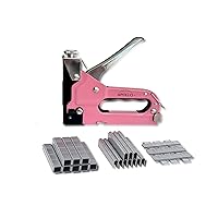 Apollo Tools Heavy-Duty All Metal Stapler with Power Adjustment Knob. 3-in 1 Uses for Heavy Duty Staples, U-Staples and Brad Nails. Comes with 3000 Staples – Pink Ribbon- Pink - DT5020P