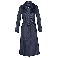Ladies Black Leather Full-Length Trench Classic Coat Black