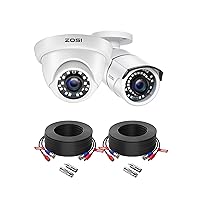 ZOSI 2Pack 1080p Security Camera Outdoor Indoor (Hybrid 4-in-1 HD-CVI/TVI/AHD/960H Analog CVBS), IR Night Vision, Weatherproof CCTV Bullet Dome Camera with Cable