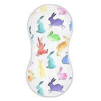 xigua 4 Pack Cute Rabbits Muslin Baby Burp Cloths,Super Soft Absorbent Skin-Friendly Cotton Burping Rags for Newborn, Boys & Girls,Unisexs 22x11in