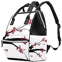 Watercolor Cherry Tree Branches Diaper Bag Backpack Baby Nappy Changing Bags Multi Function Large Capacity Travel Bag