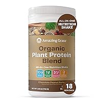 Amazing Grass Organic Plant Protein Blend: Vegan Protein Powder, New Protein Superfood Formula, All-In-One Nutrition Shake With Beet Root, Original, 18 Servings (Chocolate Peanut Butter)