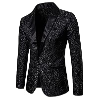 Men's Floral Jacquard Suit Jacket One Button Stylish Print Tux Blazer Notched Lapel Wedding Dinner Dress Tuxedo