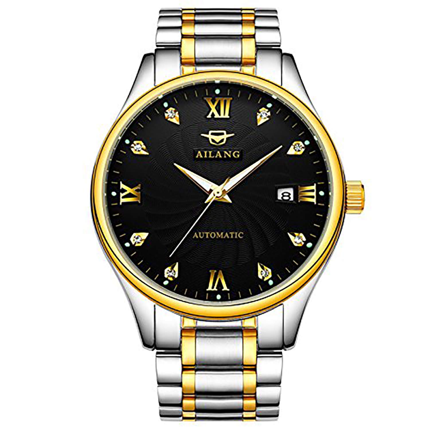 AILANG Luxury Mens wristwatches Automatic Mechanical Business Man Watches Calendar Waterproof 316L Stainless Steel Watch -502