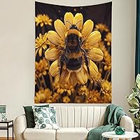 Buyidec Bee Flowers Pollen Tapestry Wall Hanging Art Deco Tapestries for Bedroom Living Room Dorm60 x80