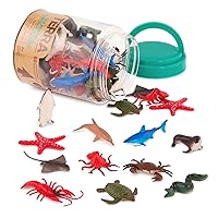 Terra by Battat - 60 Pcs Ocean Animal Figurines - Plastic Mini Sea Animal Toys - Sharks, Dolphins, Penguins, Turtles, Crabs, Starfish & More for Kids and Toddlers 3 Years +
