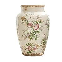 Nearly Natural 12.5in. Tuscan Ceramic Floral Print Vase