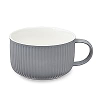 SHEFFIELD HOME 38oz Stoneware Soup Bowl with Handle - Dishwasher & Microwave Safe. Extra Large 6” Soup Mug, Great for Cereal, Oatmeal, Gumbo, Salad – Grey