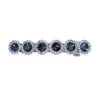 Faship Gorgeous Navy Blue Rhinestone Crystal Floral Small Hair Barrette Clip