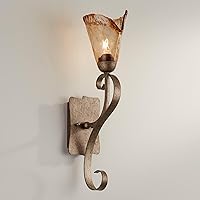 Franklin Iron Works Amber Scroll Rustic Wall Sconce Lighting Golden Bronze Metal Hardwired 23 1/2