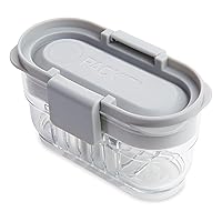 PackIt Mod Mini Bento Food Storage Container, Steel Gray, Shatterproof Crystal Clear Base, with Leak-resistant Divider and Lid, Microwavable, Dishwasher Safe, Designed for Snacks, 1 Cup Capacity