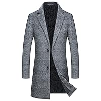 Wool Coats For Men Autumn Winter Mid-Length Plaid Business Casual Woolen Trench Coat Korean Man Clothing