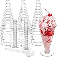 TOFLEN 40 Pack Plastic Martini Glasses 6 oz Reusable Cocktail Shooters Clear Tall Shot Glasses for Party Wine, Champagne, Mini Dessert Cups with Spoons