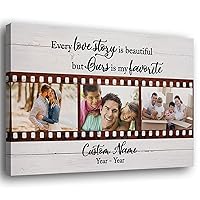 HAQCO Personalized Anniversary Canvas Our Love Story Is My Favorite Photo Collage Gift for Couple Meaningful Gift for Husband, Wife, Lover on Valentine's Day Christmas Birthday Anniversary