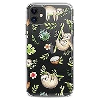 TPU Case Compatible with iPhone 15 14 13 12 11 Pro Max Plus Mini Xs Xr X 8+ 7 6 5 SE Cute Leaves Cute Sloths Clear Design Pattern Tropical Gentle Flexible Silicone Slim fit Print Bloom Animals