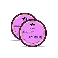 Luxury Lavender Handmade Loofah Natural Soap Bars (125 Gram / 4.4 OZ) (Pack Of 2)