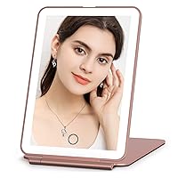 FUNTOUCH Rechargeable Travel Makeup Mirror with Lights, Portable Makeup Mirror with 3 Color Lighting, Touch Dimming, Travel Vanity Mirror for Gifts