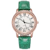 Diamond-Studded Luminous Retro Wristwatch for Men Women, Fashion Colorful Leather Belt Quartz Watch, Gift for Valentine's Day Christmas and Mother's Day
