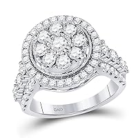 The Diamond Deal 14kt White Gold Womens Round Diamond Flower Cluster Ring 1-3/4 Cttw
