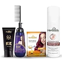 Herbishh Argan Hair Mask-Deep Conditioning & Hydration 25gm + Hair Color Cream for Gray Hair Coverage + Underarm Cream + Instant Hair Straightener Cream