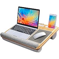 Lap Desk - Fits up to 17 inches Laptop Desk, Built in Mouse Pad & Wrist Pad for Notebook, Laptop, Tablet, Laptop Stand with Tablet, Pen & Phone Holder (Wood Grain)