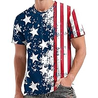 Mens Independence Day Print Tshirts Short Sleev Crew Neck T Shirts for Men Leisure Workout Shirts Tops Sports