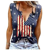Summer Sexy V Neck Tank Tops for Women Casual Loose Fit Sleeveless T Shirts Country Music Ring Hole Basic Shirts Tanks
